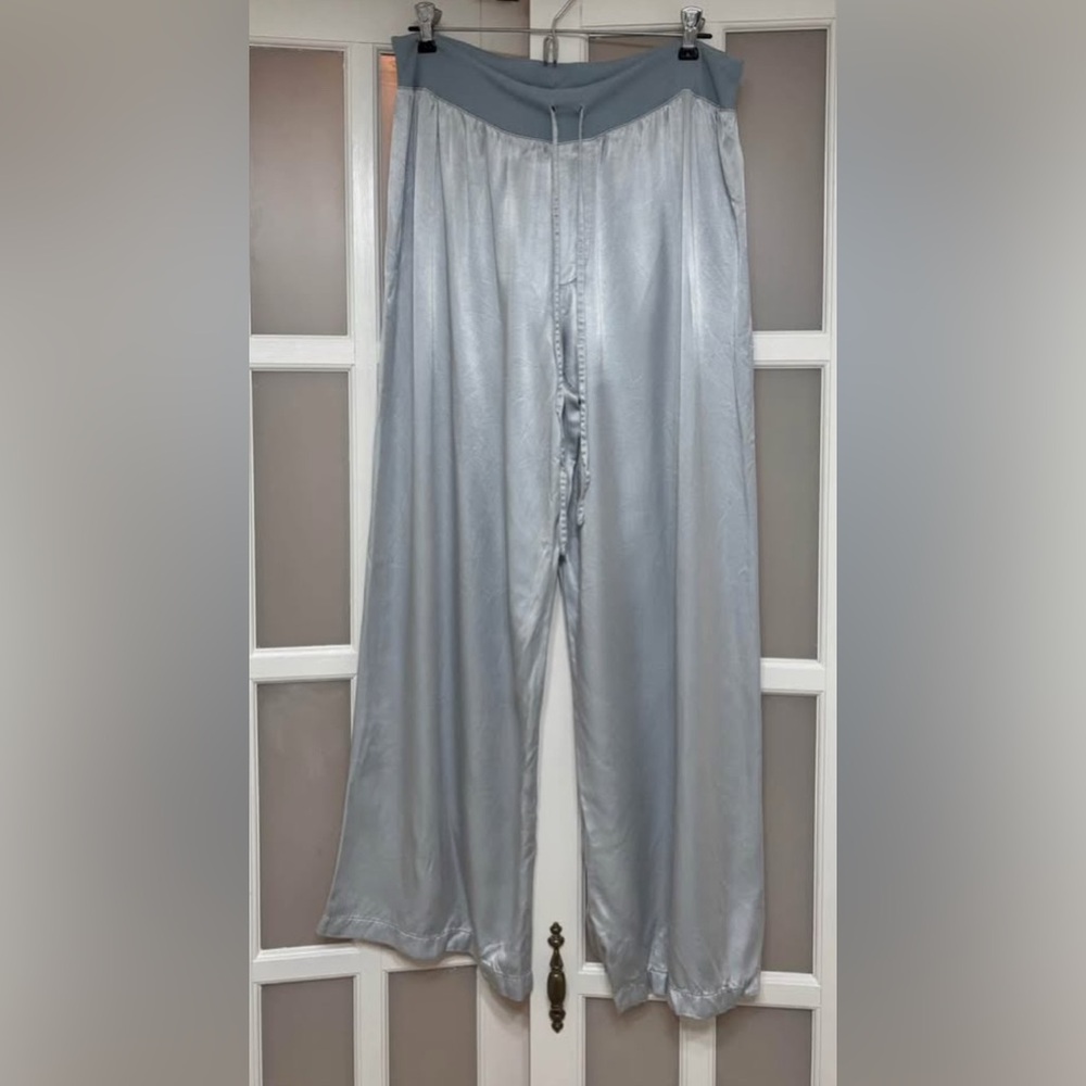 PJ Harlow Satin Lounge Pants Light Blue Pajama Bottoms Size XL